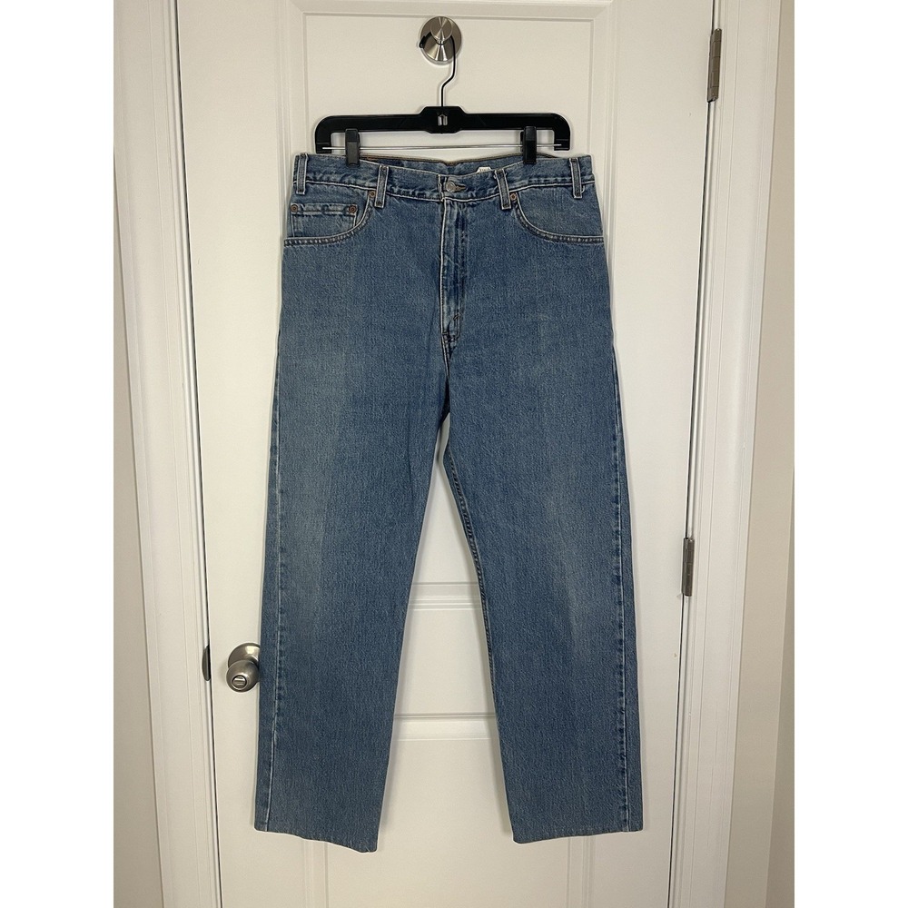 Y2K Men's Levi's 505 36x32 Medium Wash Denim Jeans Regular Fit Straight Leg